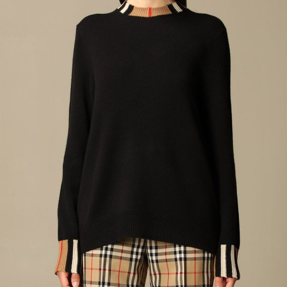 BURBERRY ICON STRIPE 100% CASHMERE SWEATER - Picture 2 of 10